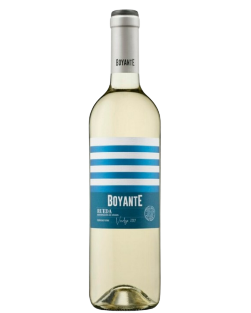 Botella de vino blanco Rueda Boyante.