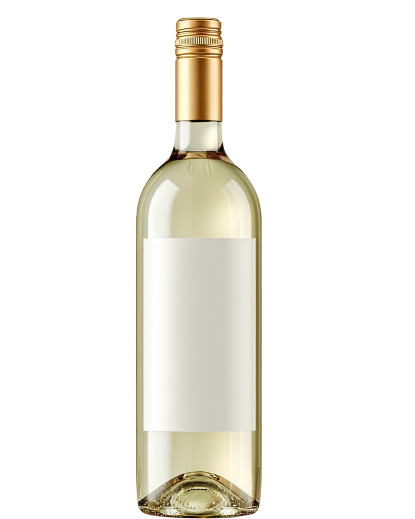 Botella de vino blanco Valenciano.